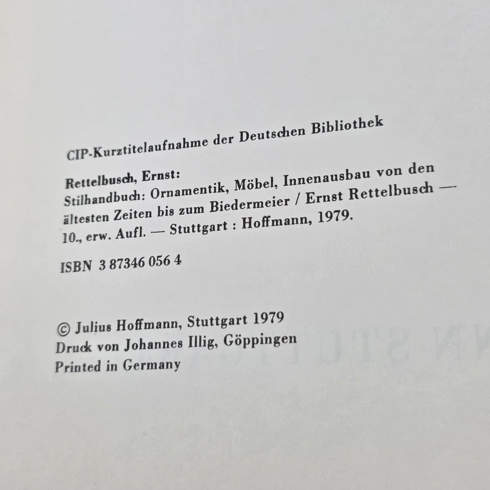 1979 Ernst Rettelbusch Stilhandbuch German Hardcover Art‎ Book Julius Hoffmann